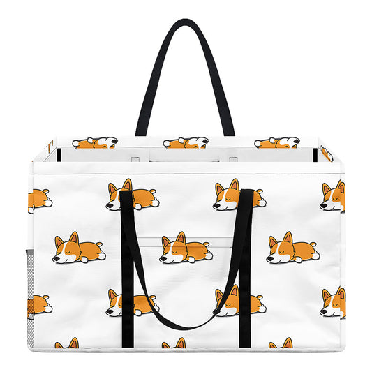 Sleeping Corgi Pattern Print Utility Tote Bag