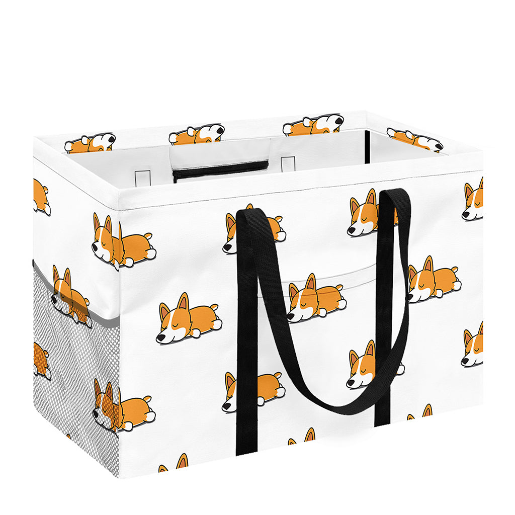 Sleeping Corgi Pattern Print Utility Tote Bag