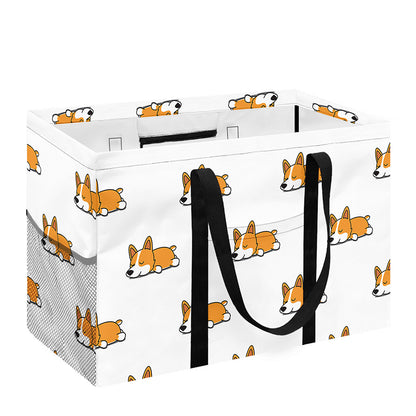 Sleeping Corgi Pattern Print Utility Tote Bag