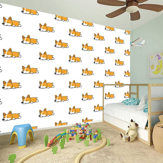 Sleeping Corgi Pattern Print Wall Sticker