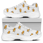 Sleeping Corgi Pattern Print White Chunky Shoes