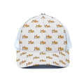 Sleeping Corgi Pattern Print White Mesh Trucker Hat