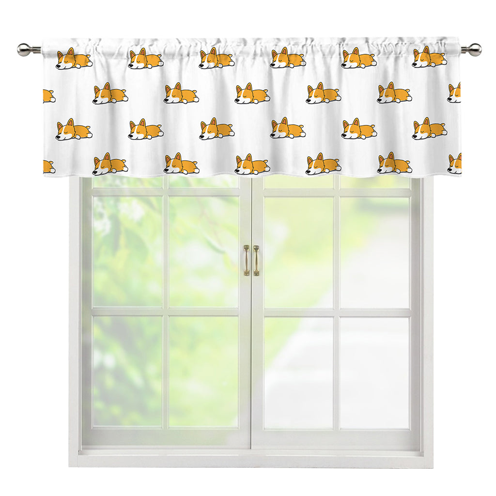 Sleeping Corgi Pattern Print Window Valance