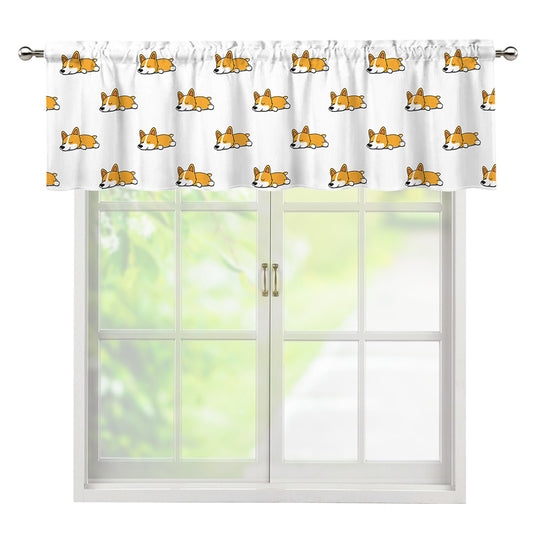 Sleeping Corgi Pattern Print Window Valance