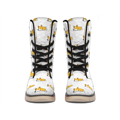 Sleeping Corgi Pattern Print Winter Boots
