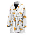 Sleeping Corgi Pattern Print Women's Bathrobe
