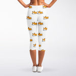 Sleeping Corgi Pattern Print Women's Capri Leggings