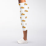 Sleeping Corgi Pattern Print Women's Capri Leggings