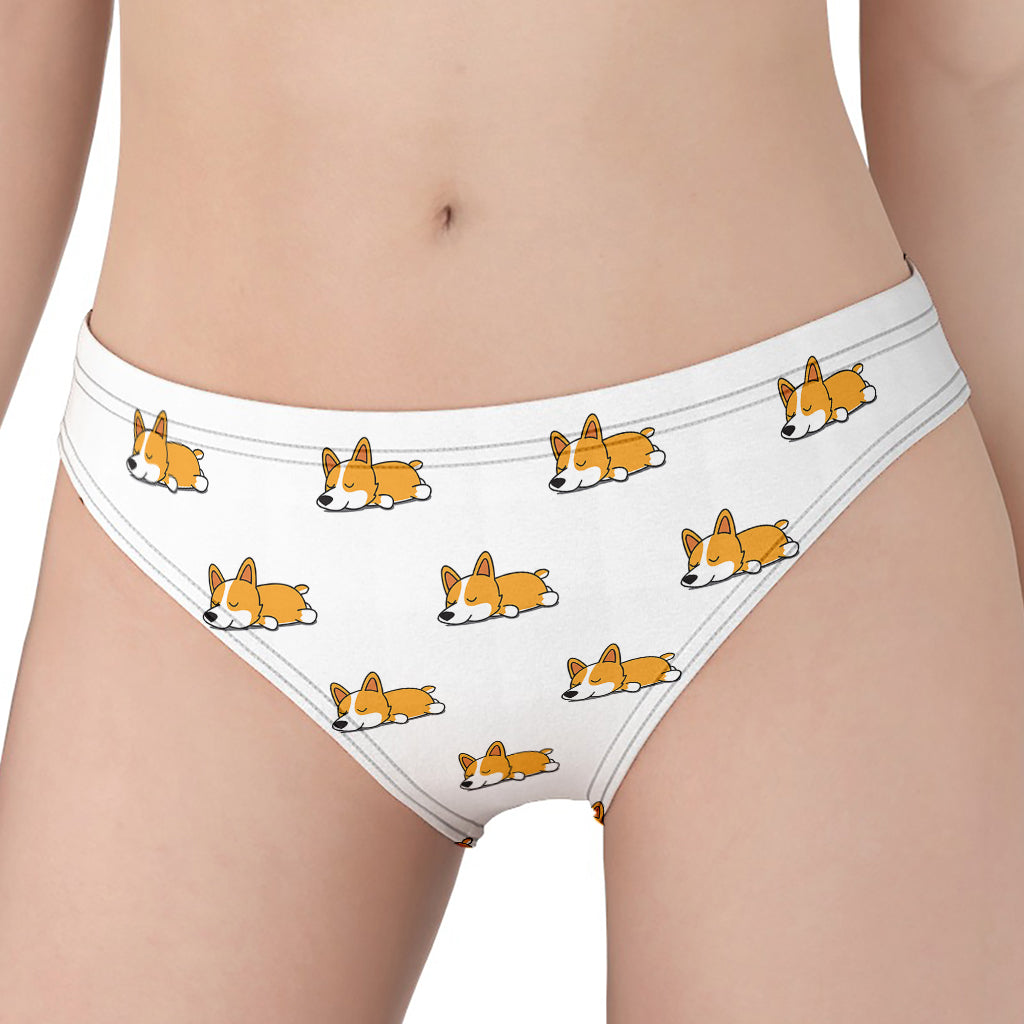 Sleeping Corgi Pattern Print Women's Panties