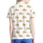 Sleeping Corgi Pattern Print Women's Polo Shirt
