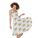 Sleeping Corgi Pattern Print Women's Sleeveless Dress
