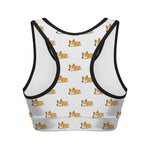 Sleeping Corgi Pattern Print Women's Sports Bra