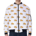 Sleeping Corgi Pattern Print Zip Sleeve Bomber Jacket