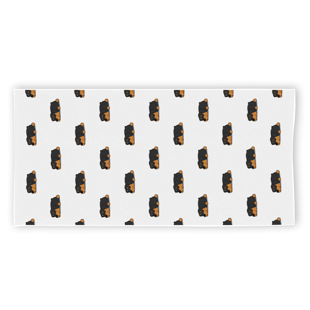 Sleeping Rottweiler Pattern Print Beach Towel