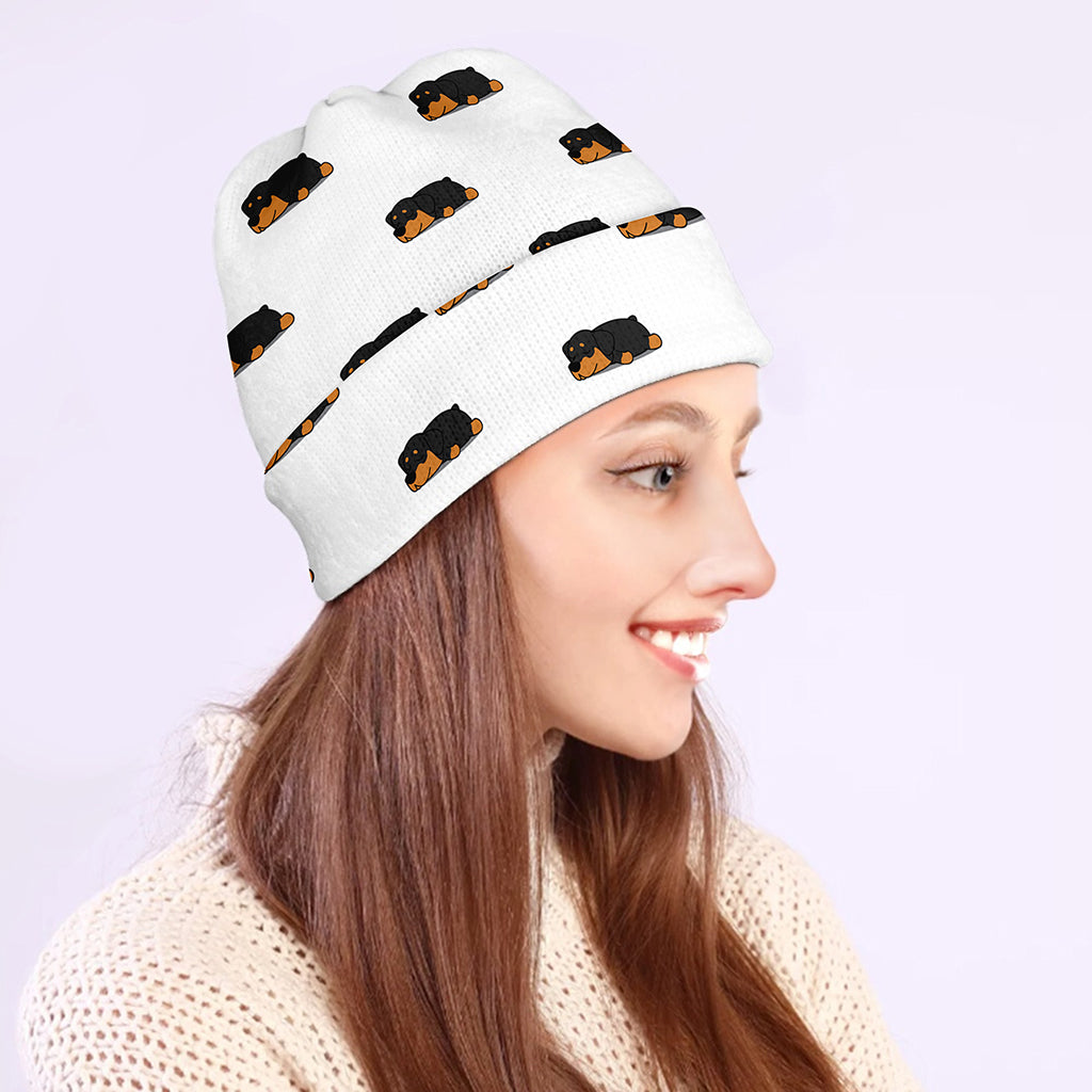 Sleeping Rottweiler Pattern Print Beanie