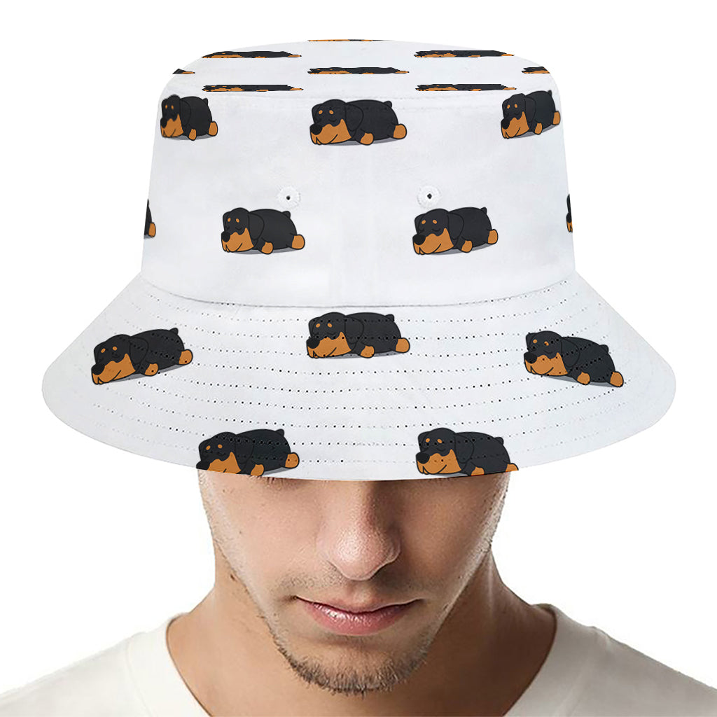 Sleeping Rottweiler Pattern Print Bucket Hat