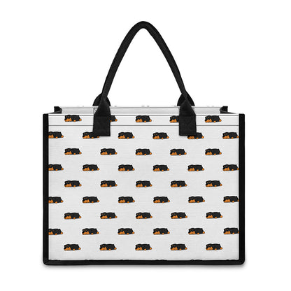 Sleeping Rottweiler Pattern Print Canvas Tote Bag