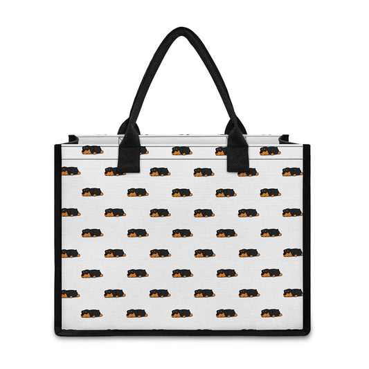 Sleeping Rottweiler Pattern Print Canvas Tote Bag