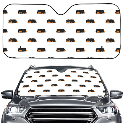 Sleeping Rottweiler Pattern Print Car Windshield Sun Shade