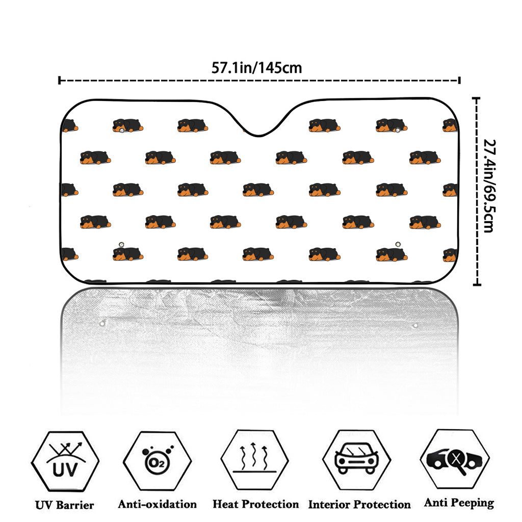 Sleeping Rottweiler Pattern Print Car Windshield Sun Shade