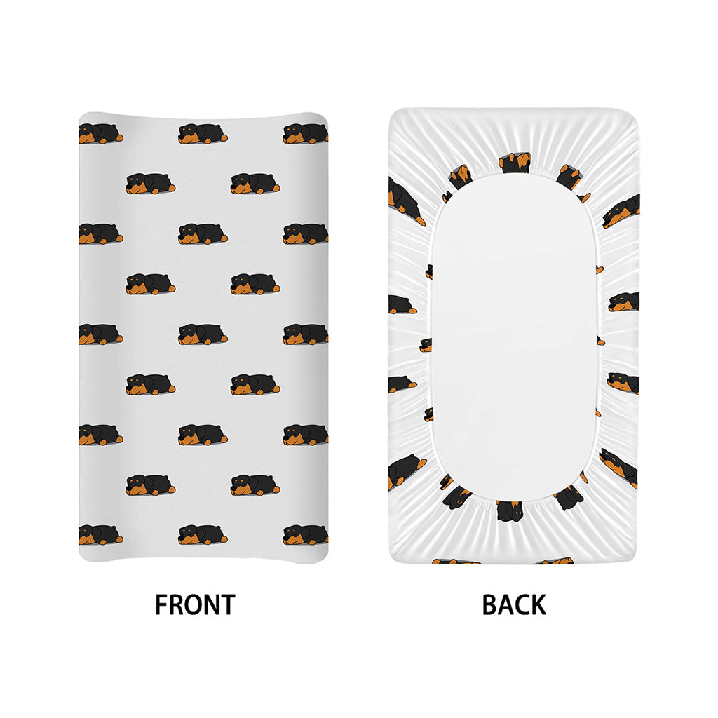 Sleeping Rottweiler Pattern Print Changing Pad Cover