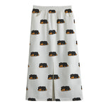 Sleeping Rottweiler Pattern Print Cotton Front Slit Maxi Skirt