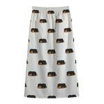 Sleeping Rottweiler Pattern Print Cotton Front Slit Maxi Skirt