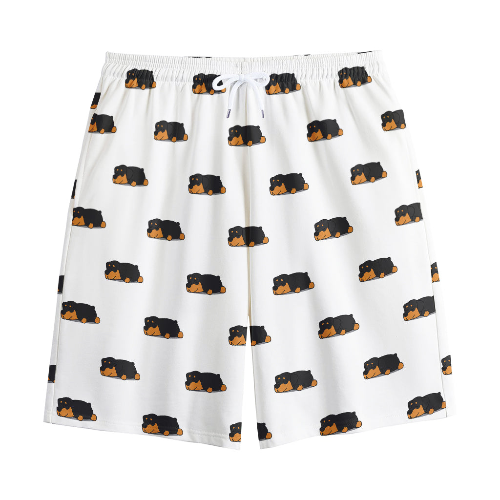Sleeping Rottweiler Pattern Print Cotton Shorts