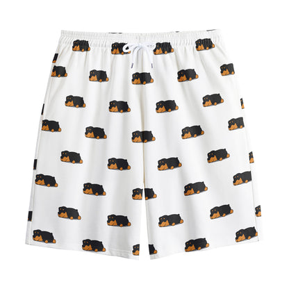 Sleeping Rottweiler Pattern Print Cotton Shorts