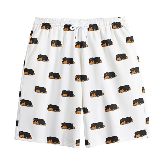 Sleeping Rottweiler Pattern Print Cotton Shorts