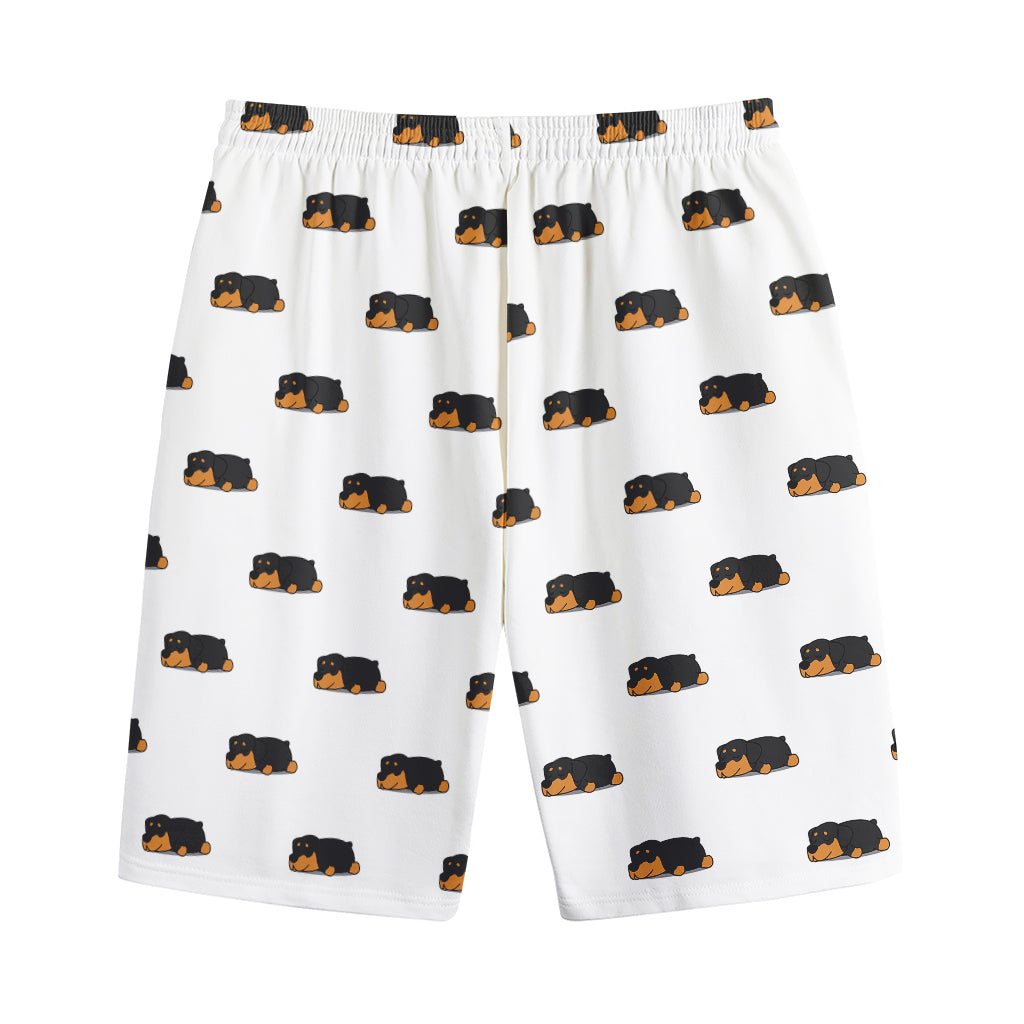 Sleeping Rottweiler Pattern Print Cotton Shorts
