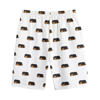 Sleeping Rottweiler Pattern Print Cotton Shorts