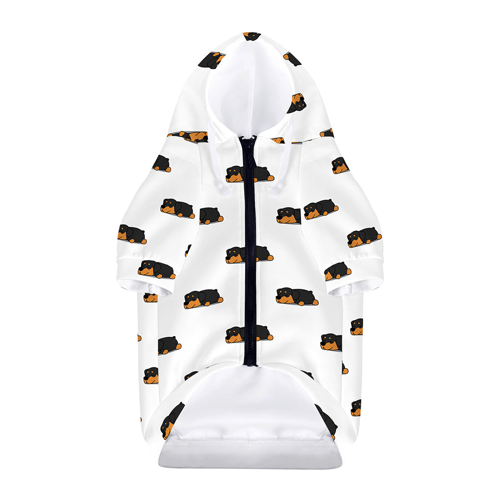 Sleeping Rottweiler Pattern Print Dog Zip Up Hoodie