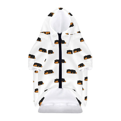 Sleeping Rottweiler Pattern Print Dog Zip Up Hoodie