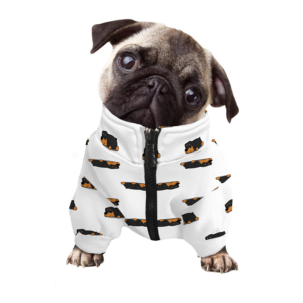 Sleeping Rottweiler Pattern Print Dog Zip Up Jacket