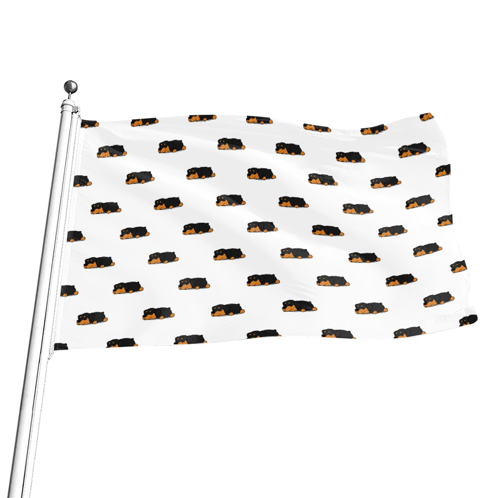 Sleeping Rottweiler Pattern Print Flag