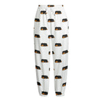 Sleeping Rottweiler Pattern Print Fleece Lined Knit Pants