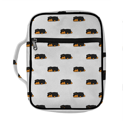 Sleeping Rottweiler Pattern Print Front Pocket Bible Bag