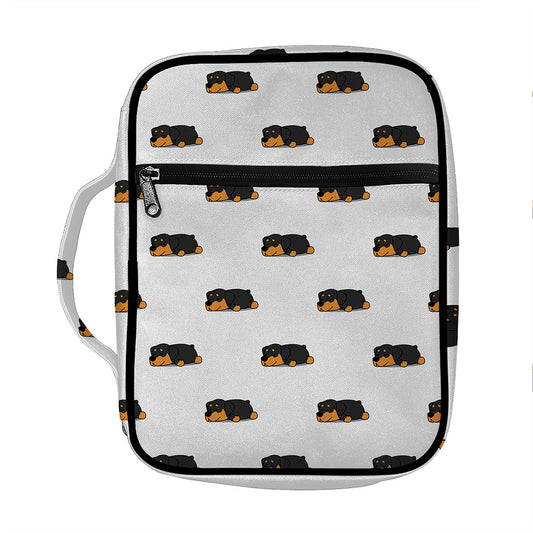 Sleeping Rottweiler Pattern Print Front Pocket Bible Bag