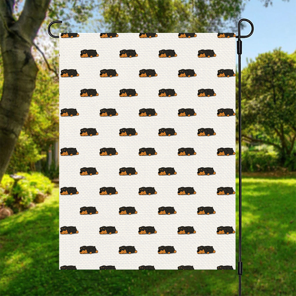 Sleeping Rottweiler Pattern Print Garden Flag