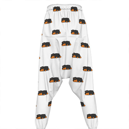 Sleeping Rottweiler Pattern Print Hammer Pants