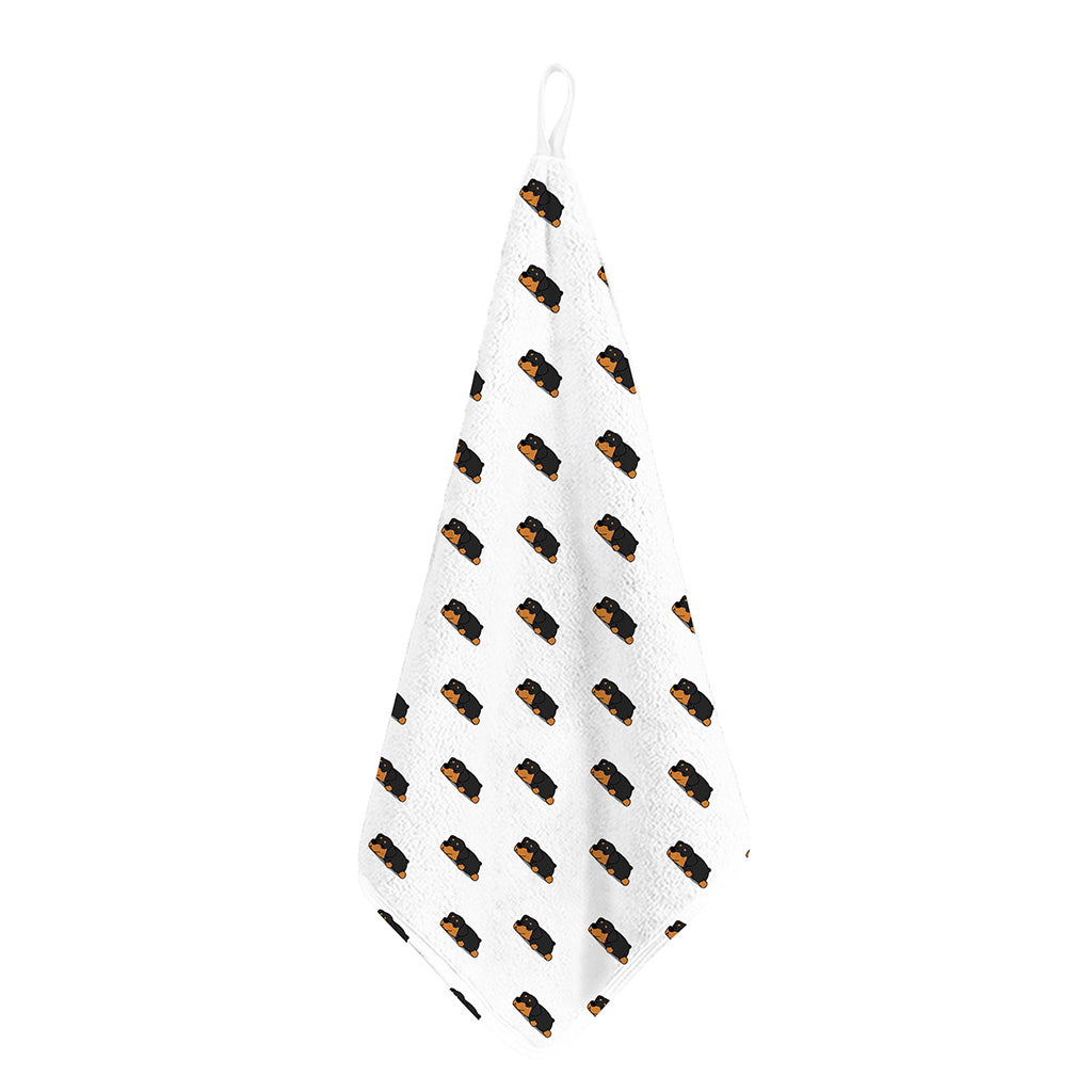 Sleeping Rottweiler Pattern Print Hand Towel