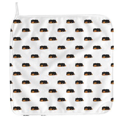 Sleeping Rottweiler Pattern Print Hand Towel