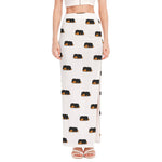 Sleeping Rottweiler Pattern Print High Slit Maxi Skirt