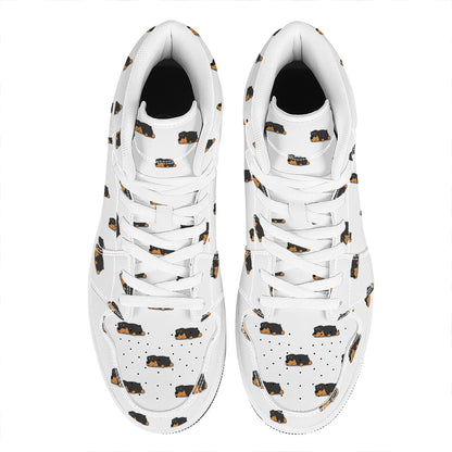 Sleeping Rottweiler Pattern Print High Top Leather Sneakers
