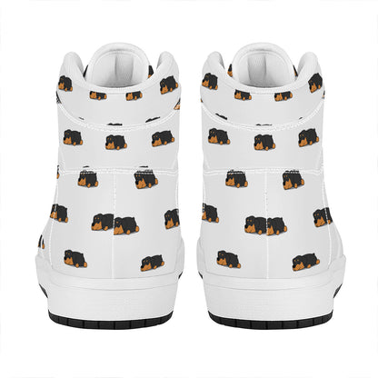 Sleeping Rottweiler Pattern Print High Top Leather Sneakers