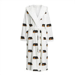 Sleeping Rottweiler Pattern Print Hooded Bathrobe