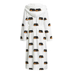 Sleeping Rottweiler Pattern Print Hooded Bathrobe