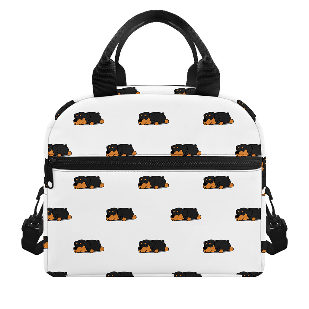 Sleeping Rottweiler Pattern Print Insulated Lunch Bag