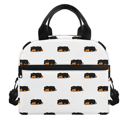 Sleeping Rottweiler Pattern Print Insulated Lunch Bag